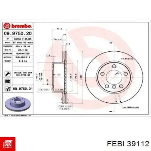 Тормоз дисковый передний Febi 39112 цена, от 46.56 USD