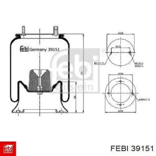 Пневмоподушка (пневморессора) моста 39151 Febi