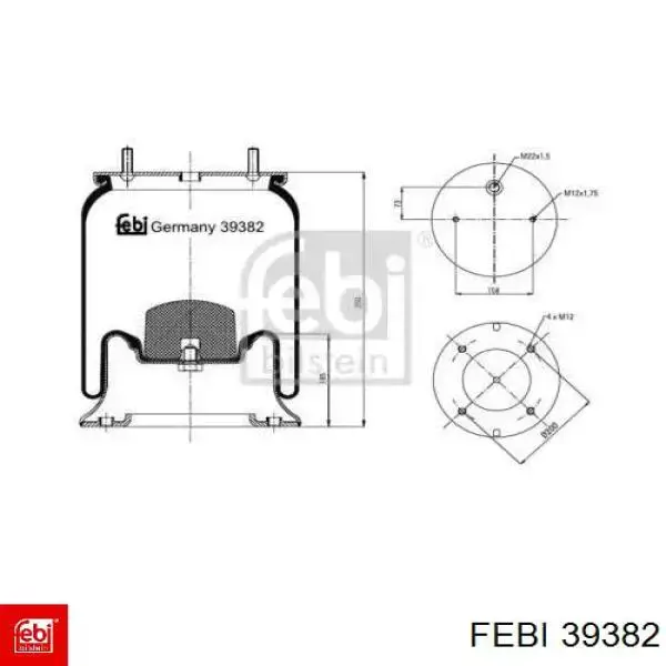 Пневмоподушка (пневморессора) моста 39382 Febi