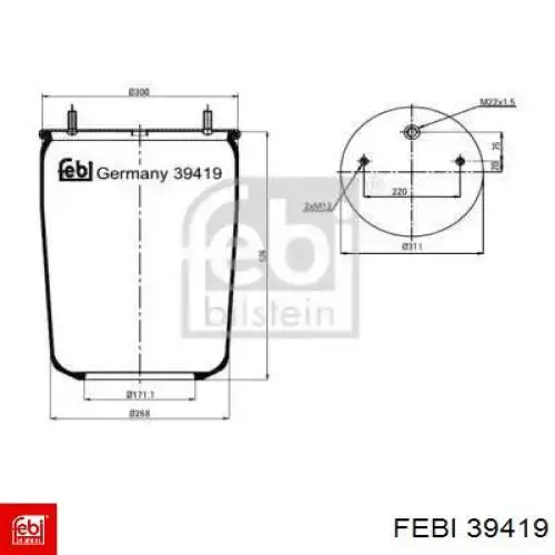 Пневмоподушка (пневморессора) моста 39419 Febi
