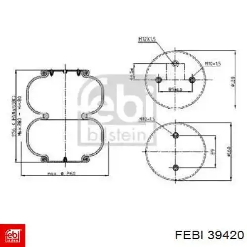Пневмоподушка (пневморессора) моста 39420 Febi