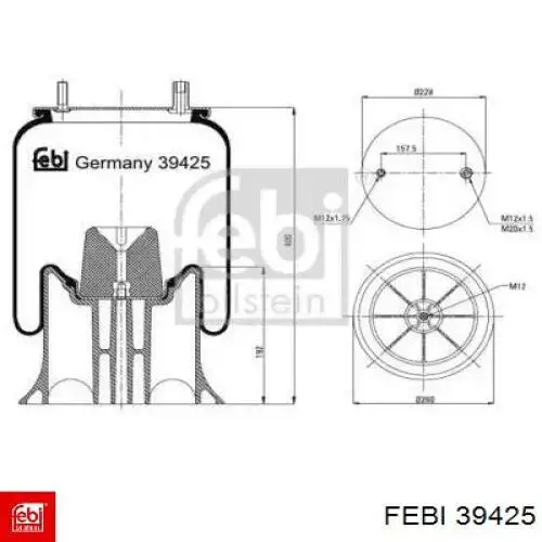Пневмоподушка (пневморессора) моста 39425 Febi