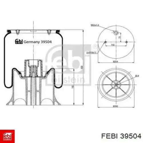 Пневмоподушка (пневморессора) моста 39504 Febi