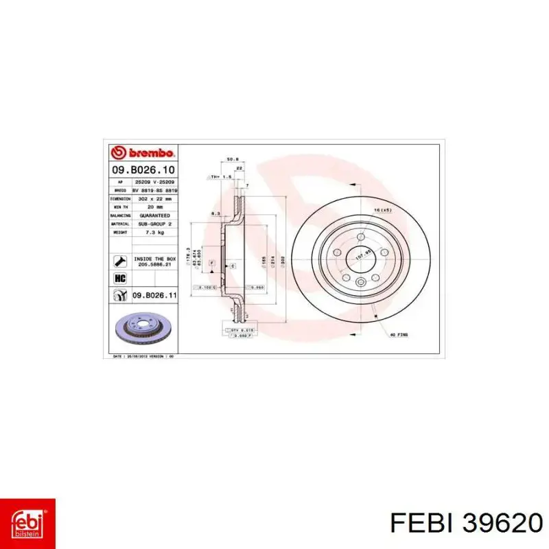 Купить 39620 Febi Диск тормозной задний