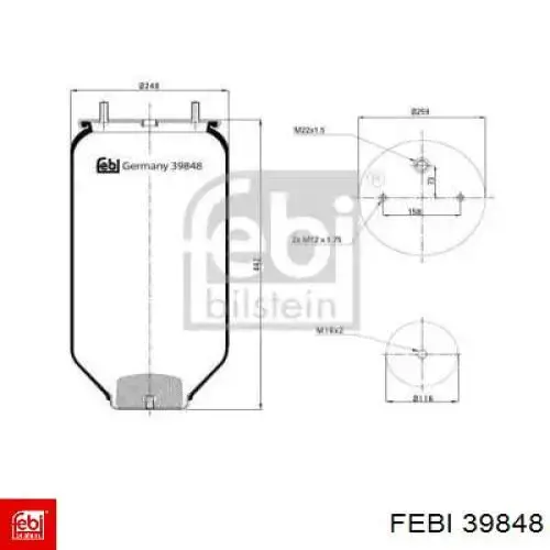 Пневмоподушка (пневморессора) моста 39848 Febi
