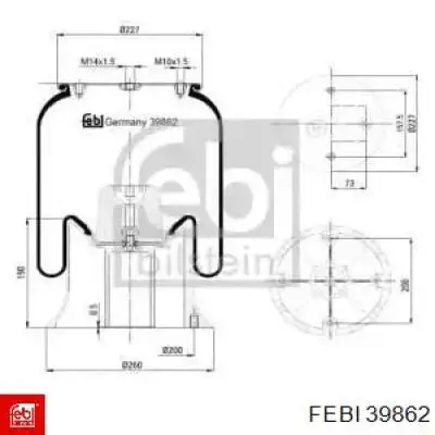 Пневмоподушка (пневморессора) моста переднего 39862 Febi