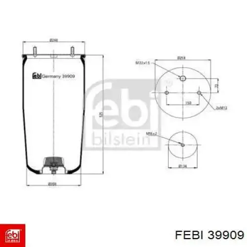 Пневмоподушка (пневморессора) моста 39909 Febi