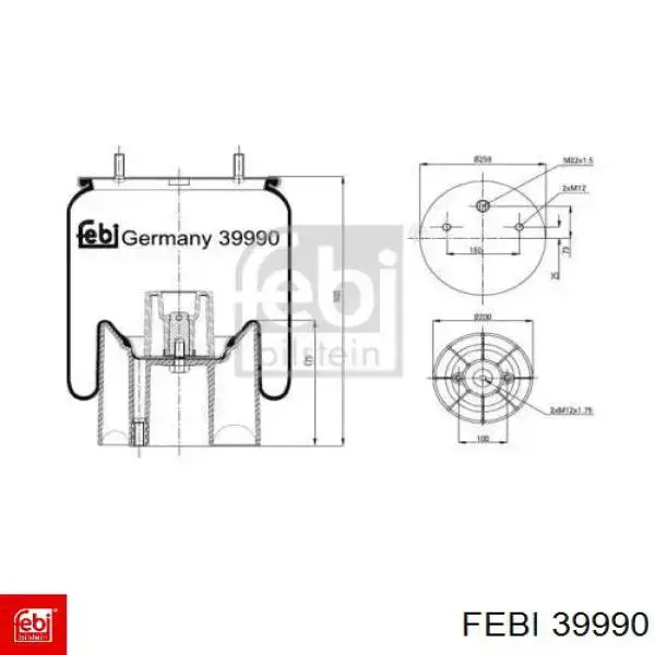 Пневмоподушка (пневморессора) моста 39990 Febi