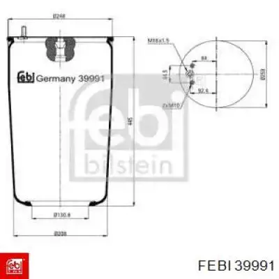 Пневмоподушка (пневморессора) моста заднего FEBI 39991