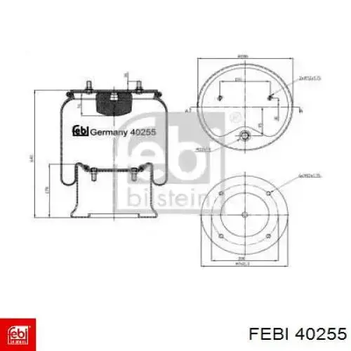 Пневмоподушка (пневморессора) моста 40255 Febi
