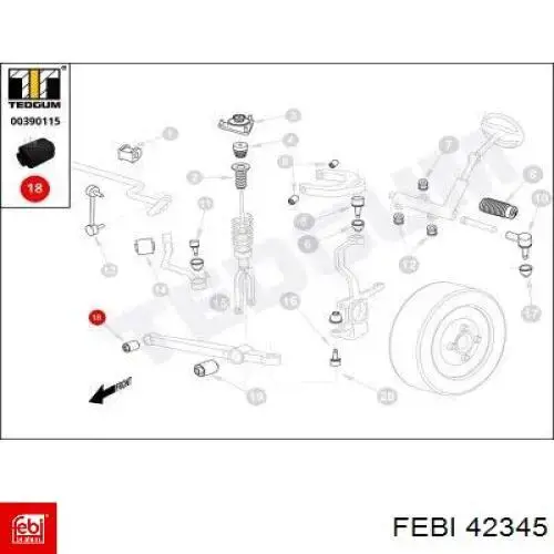 Сайлентблок переднего нижнего рычага Febi 42345