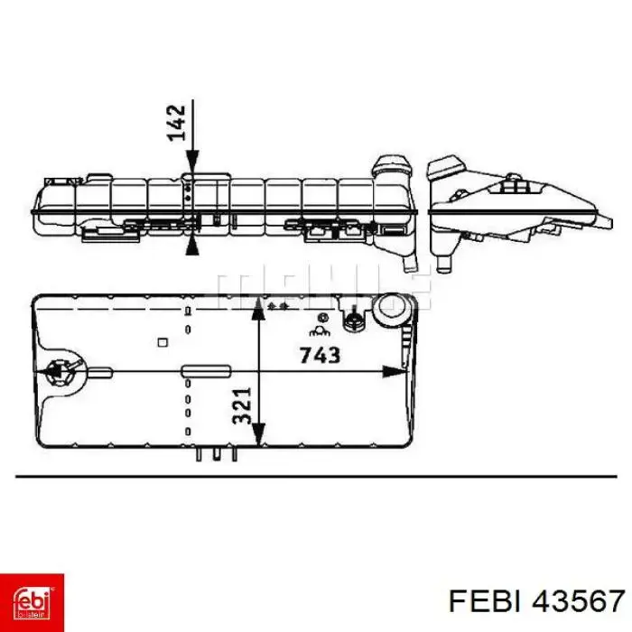 Бачок системы охлаждения двигателя расширительный Febi 43567 цена, от 136.97 USD