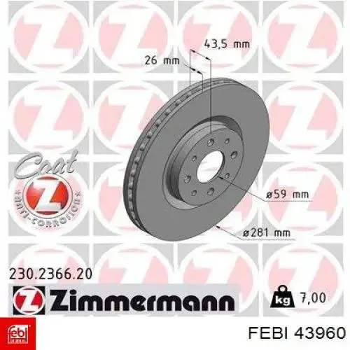 Тормоз дисковый передний Febi 43960 цена, от 46.76 USD