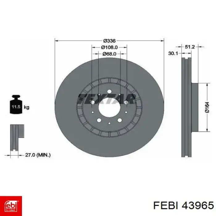 Тормоз дисковый передний Febi 43965 цена, от 61.24 USD
