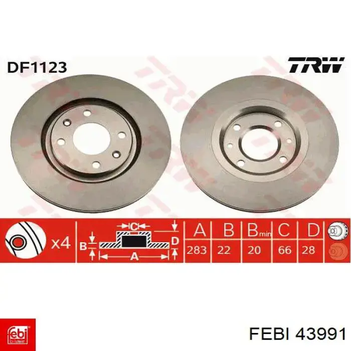 Тормоз дисковый передний Febi 43991 цена, от 30.66 USD