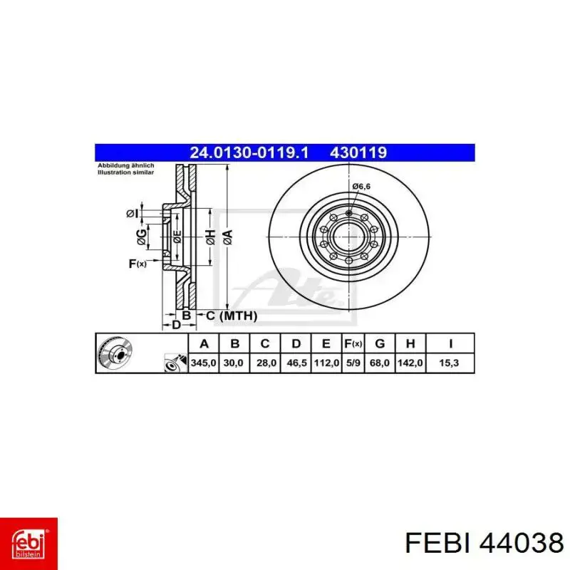 Передний тормозной диск Febi 44038