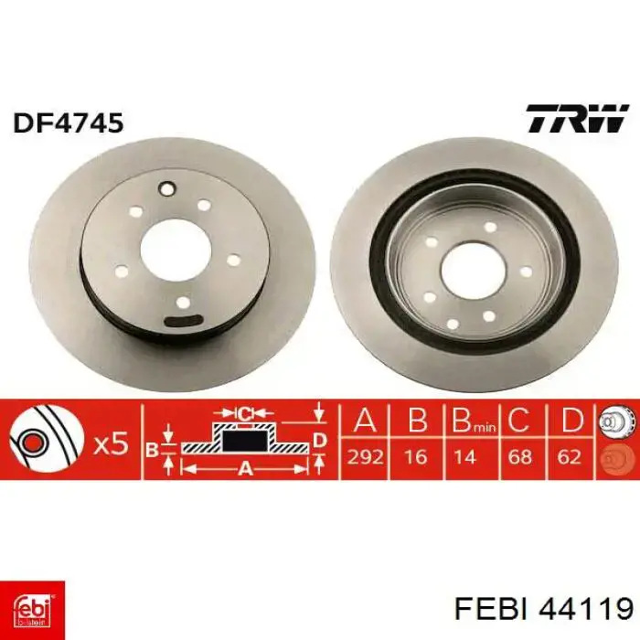 Купить 44119 Febi Диск тормозной задний
