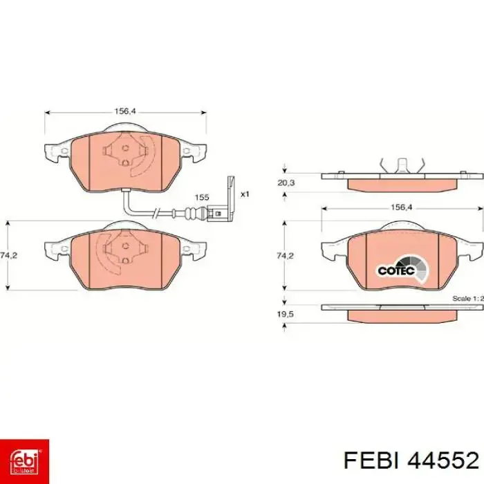 44552 Febi Датчик износа тормозных колодок