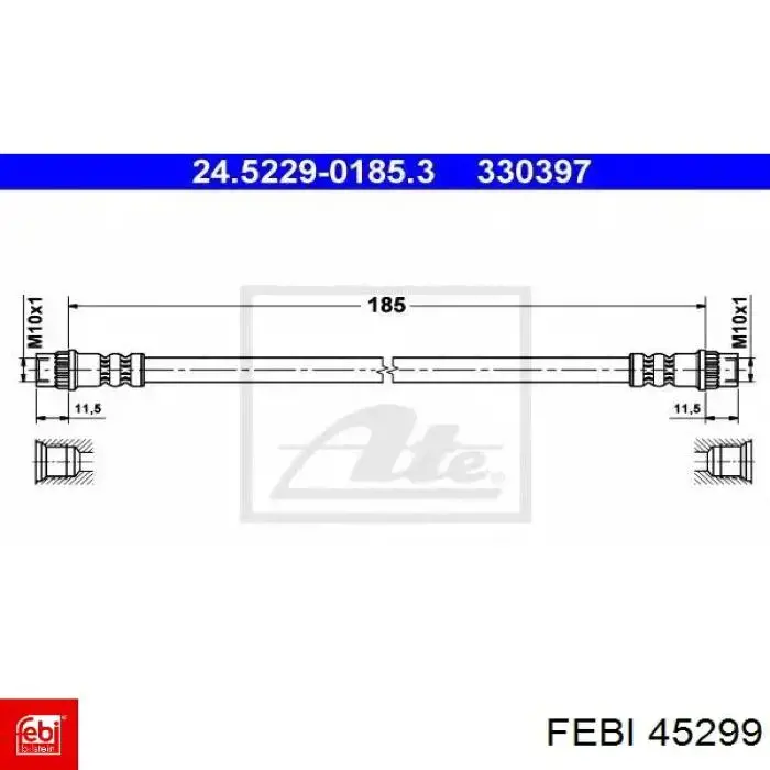 45299 Febi Гибкая тормозная трубка задняя