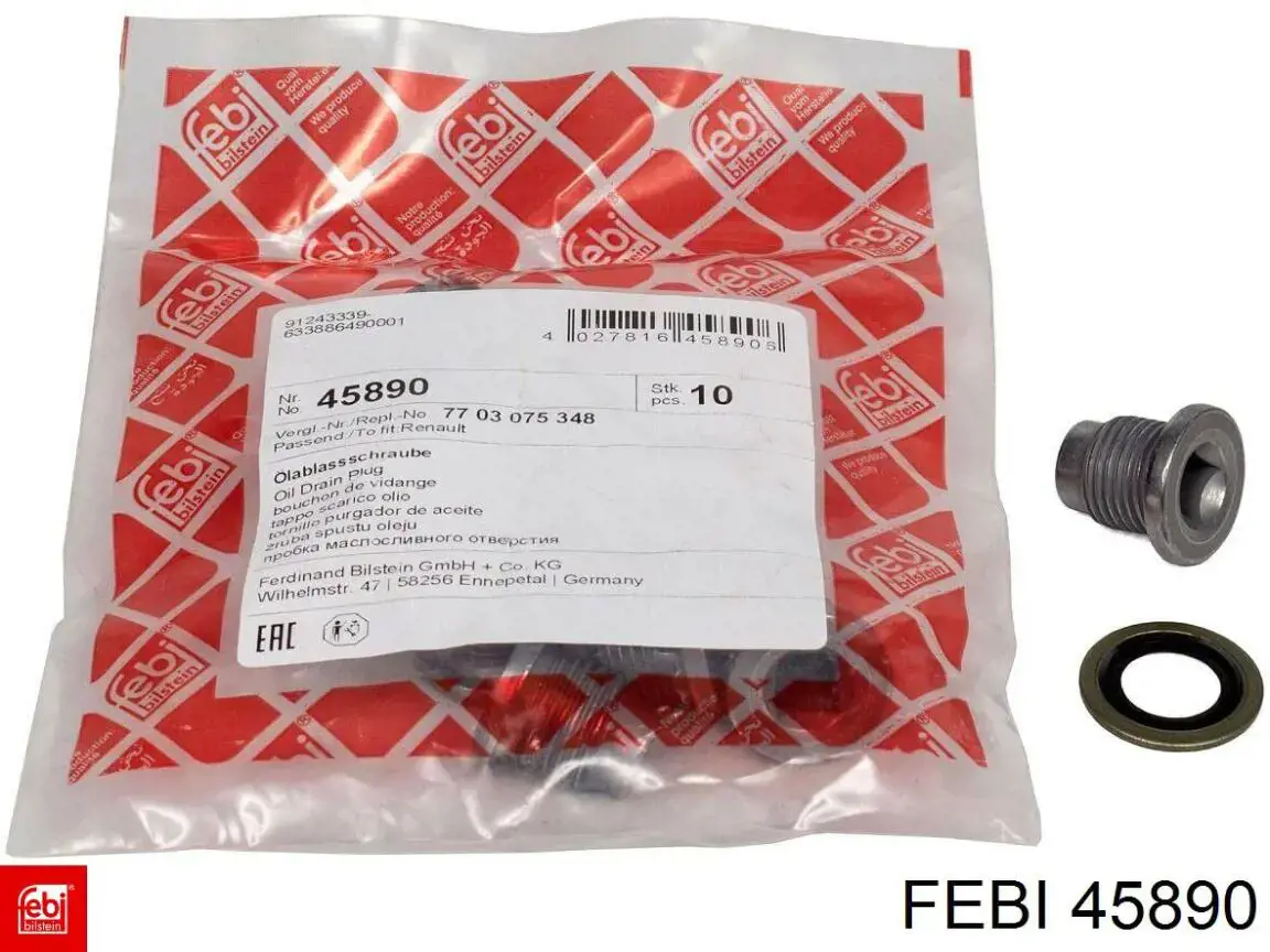 Купить 45890 Febi Пробка поддона двигателя