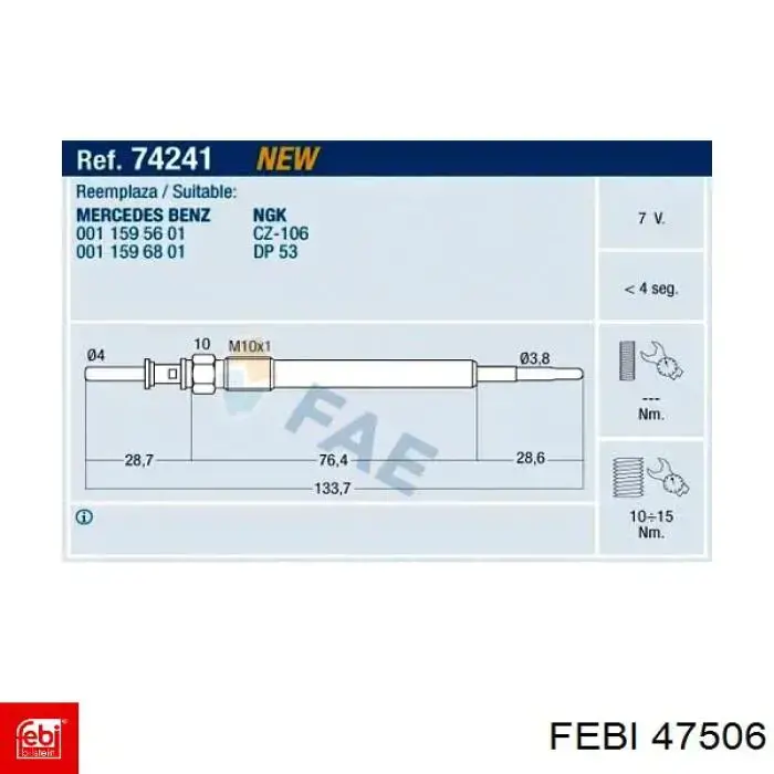 Купить 47506 Febi Свечи накала