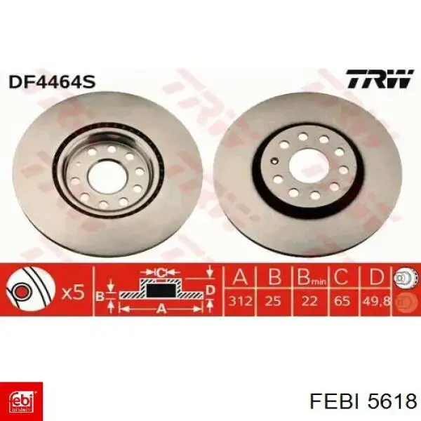 Шестерня натяжителя цепи ГРМ Febi 5618 цена, от 24.58 USD