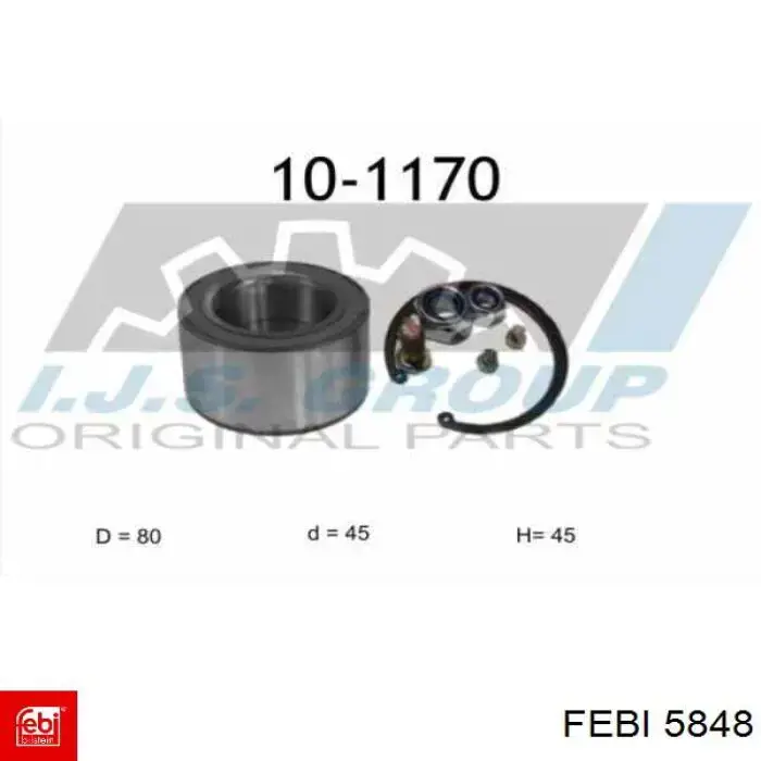 5848 Febi Подшипник ступицы передней