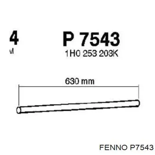 P7543 Fenno труба выхлопная, от катализатора до глушителя