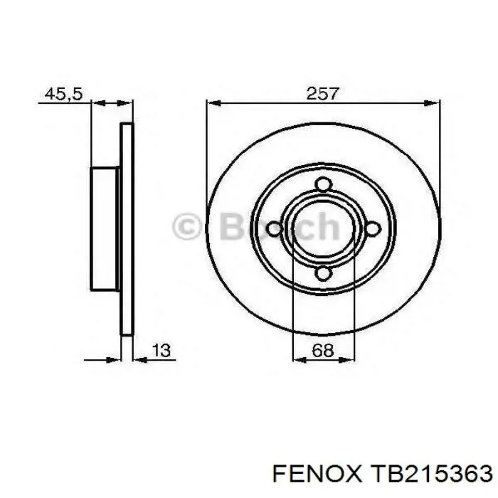 Передние тормозные диски TB215363 Fenox