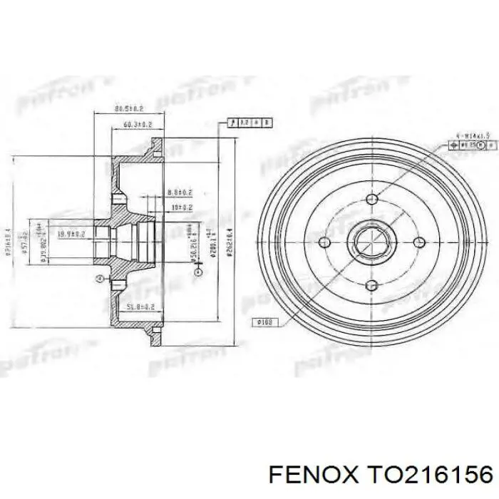 TO216156 Fenox барабан тормозной задний