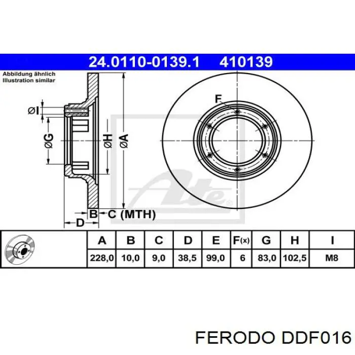 Передние тормозные диски DDF016 Ferodo