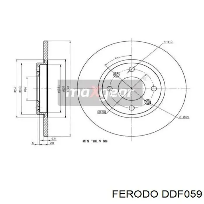 Тормоз дисковый передний Ferodo DDF059 цена, от 22.12 USD