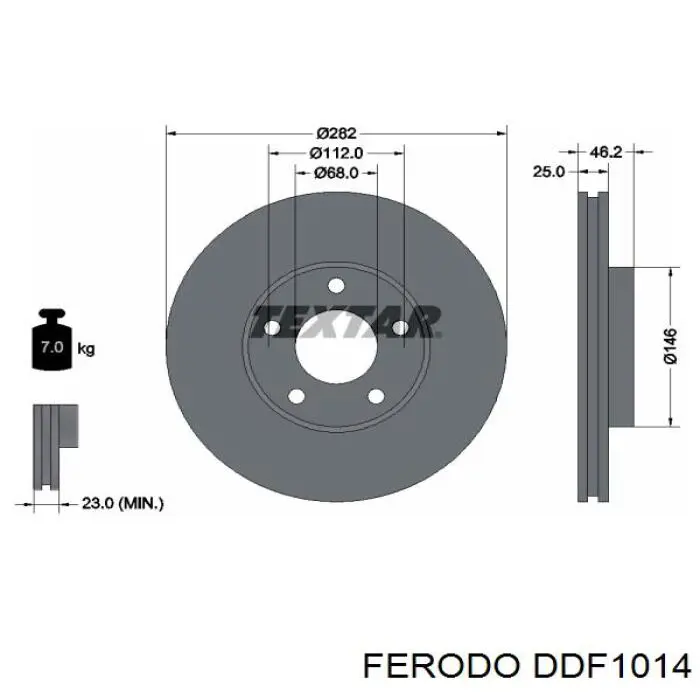 Передние тормозные диски DDF1014 Ferodo
