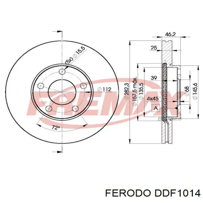 Купить DDF1014 Ferodo Ротор тормозной