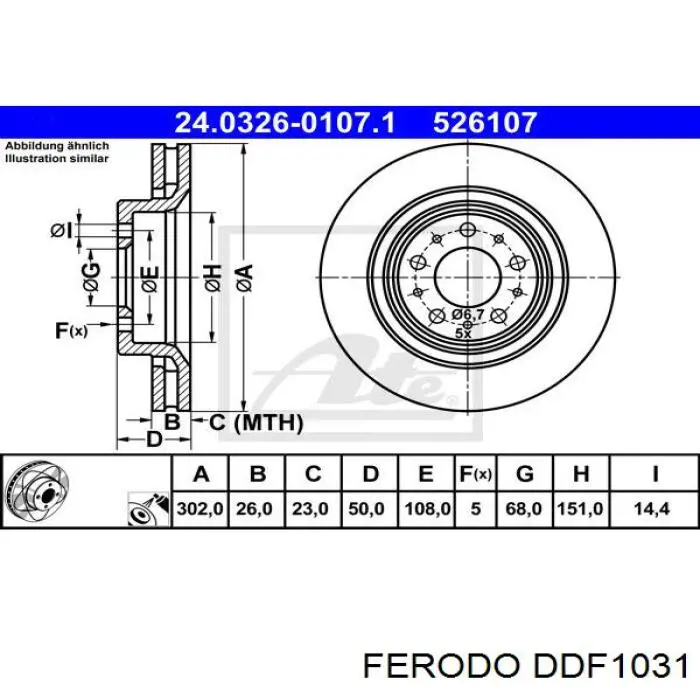 Freno de disco delantero DDF1031 Ferodo