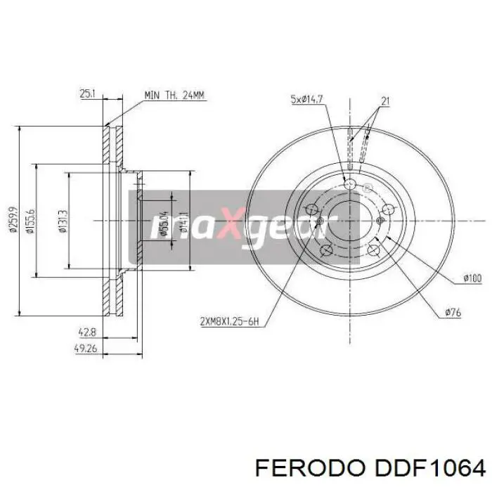 DDF1064 Ferodo диск тормозной передний