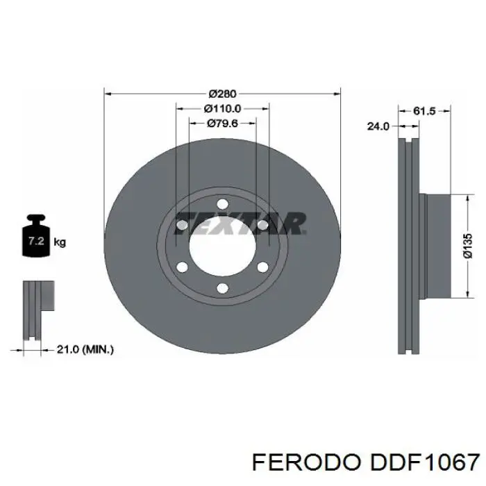 Freno de disco delantero DDF1067 Ferodo
