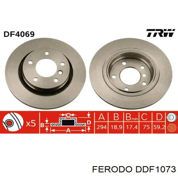 Купить DDF1073 Ferodo Диск тормозной задний