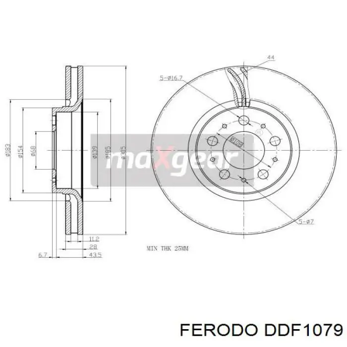 Задний тормозной диск Ferodo DDF1079 цена, от 38.68 USD