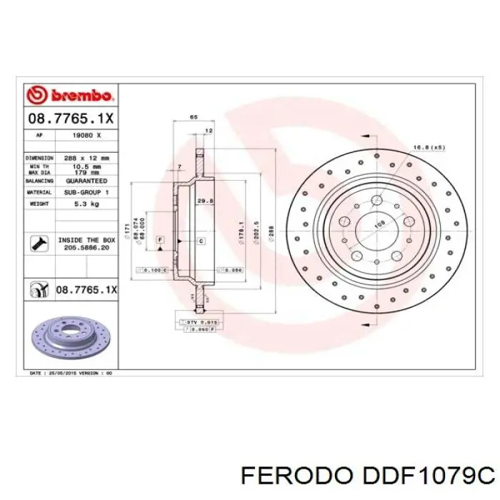Тормозные диски DDF1079C Ferodo