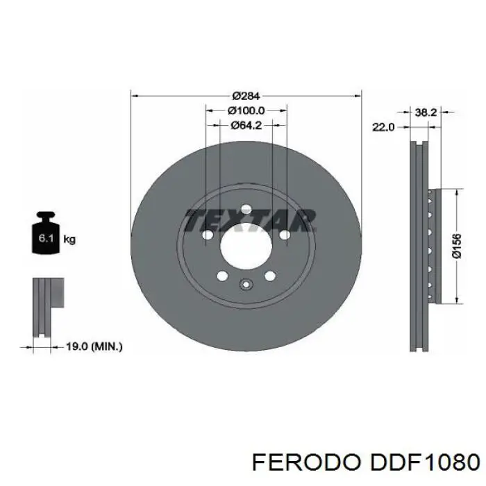 Freno de disco delantero DDF1080 Ferodo