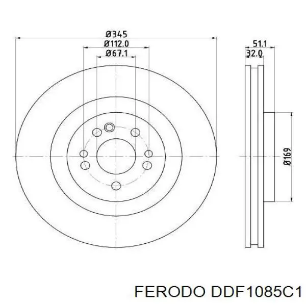 Передние тормозные диски DDF1085C1 Ferodo