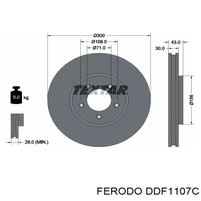 Передние тормозные диски DDF1107C Ferodo