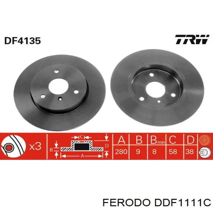 Передние тормозные диски DDF1111C Ferodo