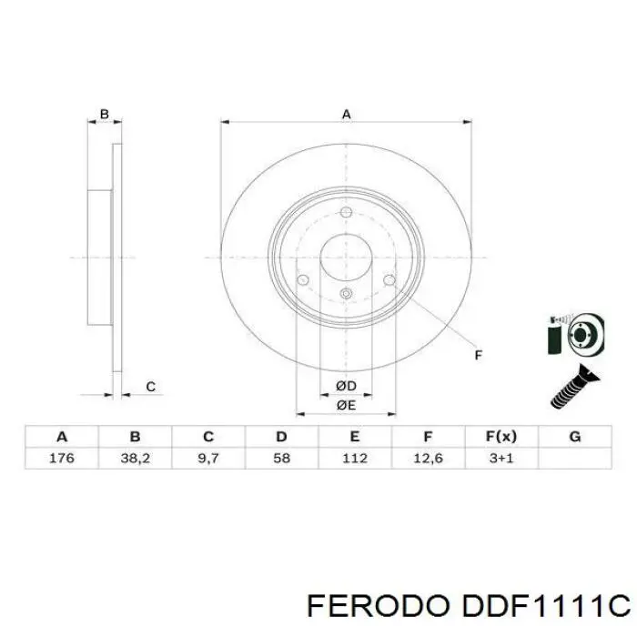 Freno de disco delantero DDF1111C Ferodo