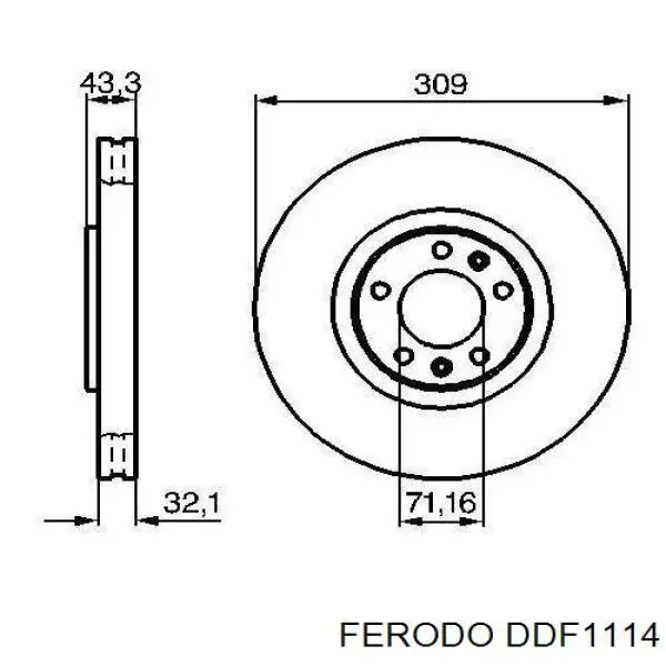 Freno de disco delantero DDF1114 Ferodo