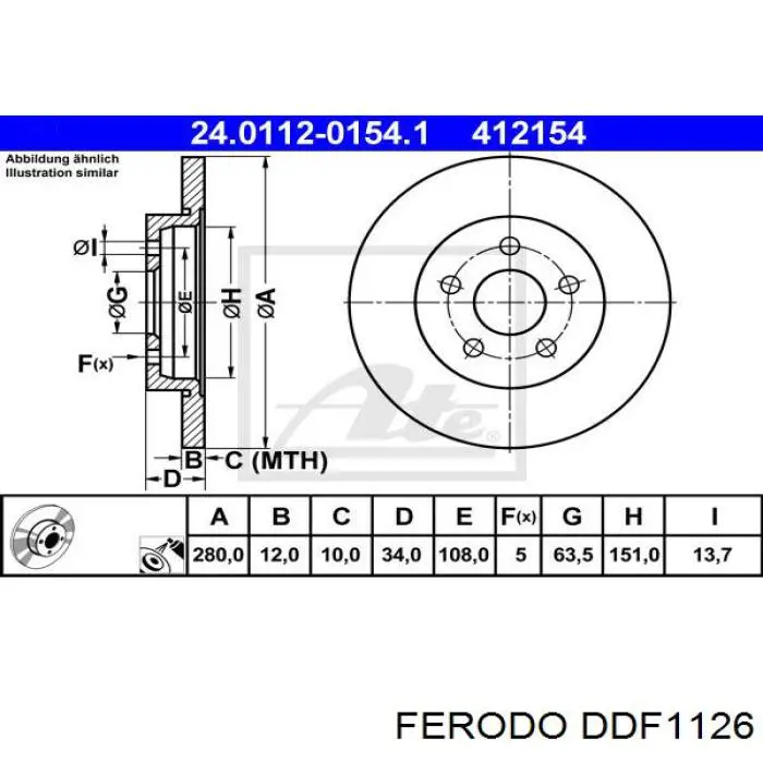 Задний дисковый тормоз Ferodo DDF1126