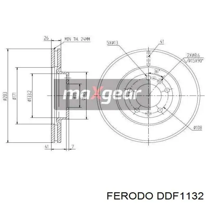 Передние тормозные диски DDF1132 Ferodo