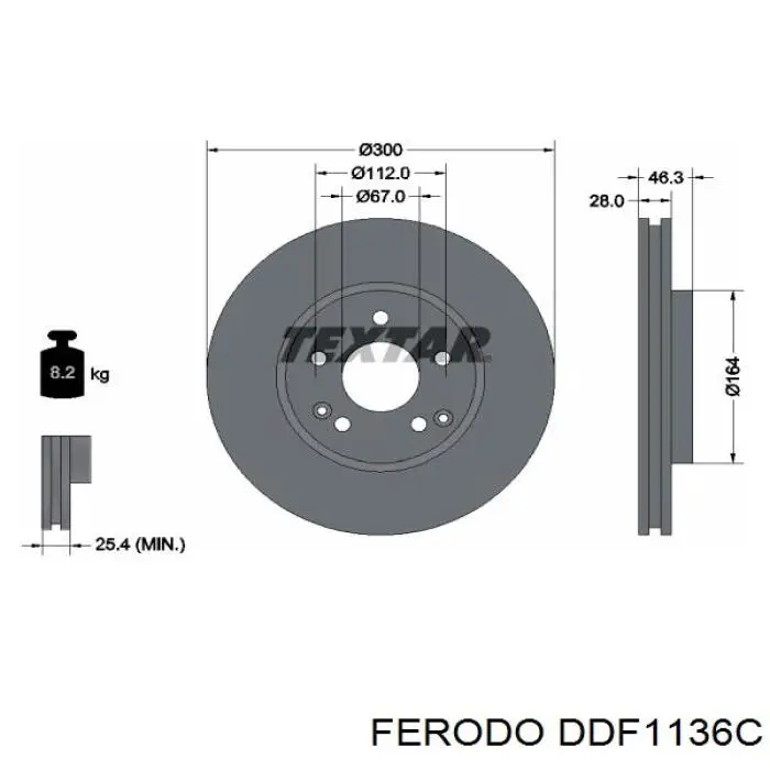 DDF1136C Ferodo диск тормозной передний