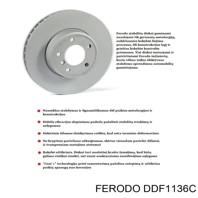 Freno de disco delantero DDF1136C Ferodo